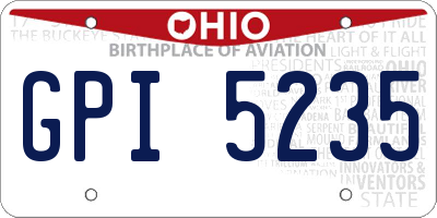 OH license plate GPI5235