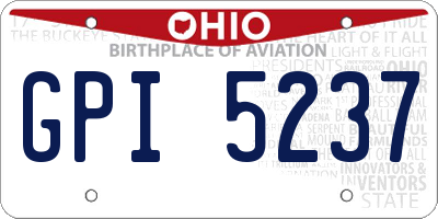 OH license plate GPI5237