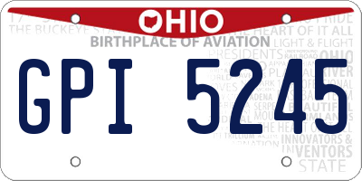 OH license plate GPI5245