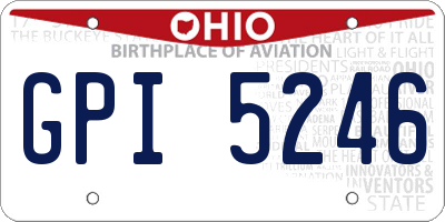 OH license plate GPI5246