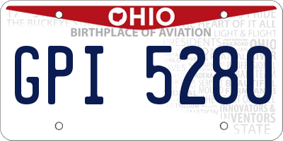 OH license plate GPI5280