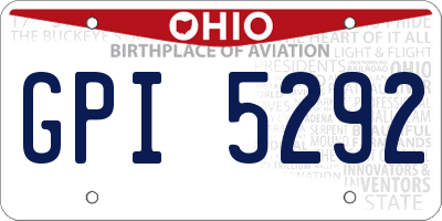 OH license plate GPI5292