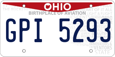 OH license plate GPI5293