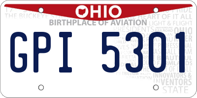 OH license plate GPI5301