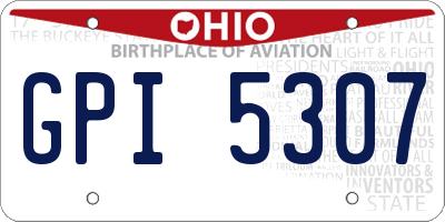 OH license plate GPI5307