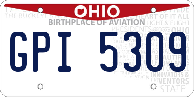 OH license plate GPI5309