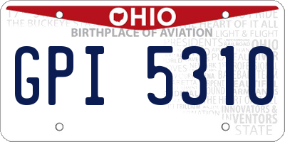OH license plate GPI5310