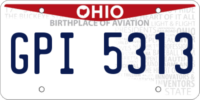 OH license plate GPI5313