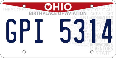 OH license plate GPI5314