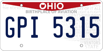OH license plate GPI5315