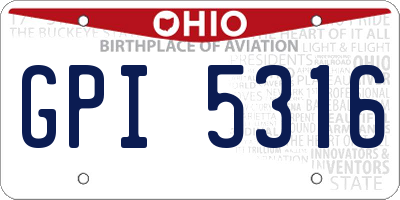 OH license plate GPI5316