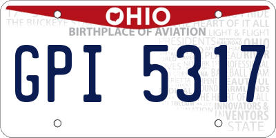 OH license plate GPI5317