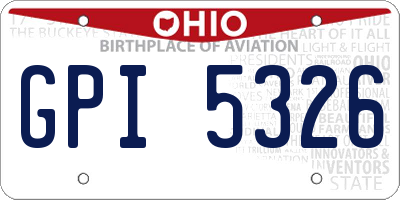 OH license plate GPI5326