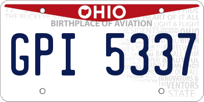 OH license plate GPI5337