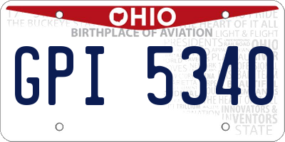 OH license plate GPI5340