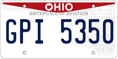 OH license plate GPI5350