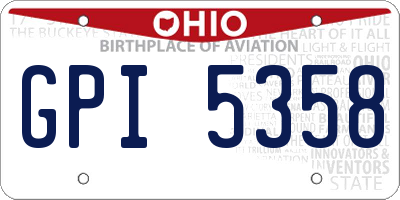 OH license plate GPI5358