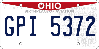 OH license plate GPI5372