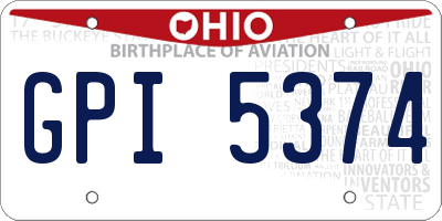 OH license plate GPI5374