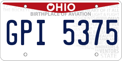 OH license plate GPI5375