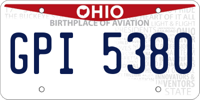 OH license plate GPI5380