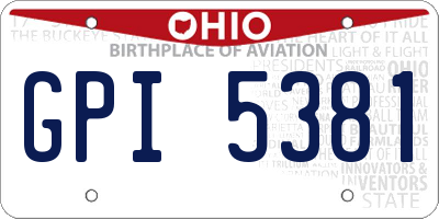 OH license plate GPI5381