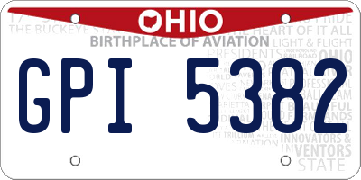 OH license plate GPI5382