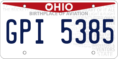 OH license plate GPI5385