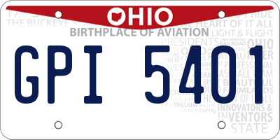 OH license plate GPI5401