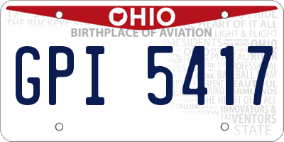 OH license plate GPI5417