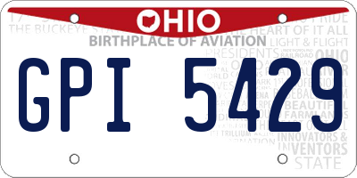 OH license plate GPI5429