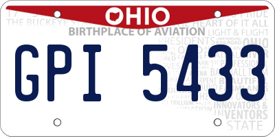 OH license plate GPI5433