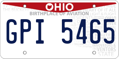 OH license plate GPI5465