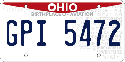 OH license plate GPI5472