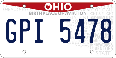 OH license plate GPI5478