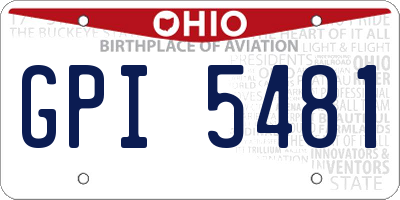 OH license plate GPI5481