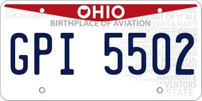 OH license plate GPI5502