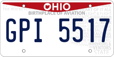 OH license plate GPI5517