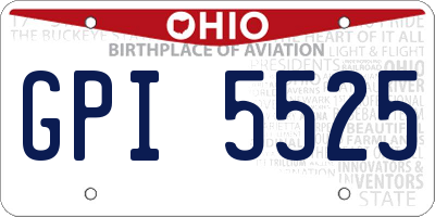 OH license plate GPI5525