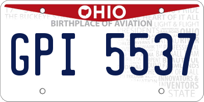OH license plate GPI5537
