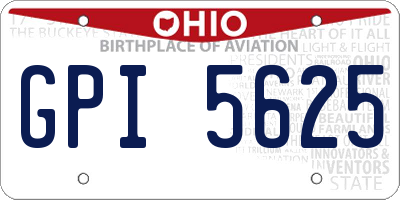 OH license plate GPI5625