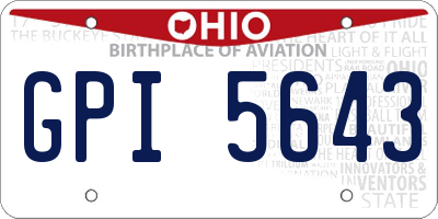 OH license plate GPI5643