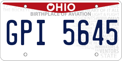 OH license plate GPI5645