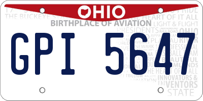 OH license plate GPI5647