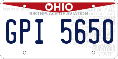 OH license plate GPI5650