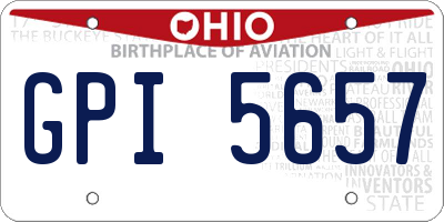 OH license plate GPI5657