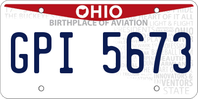 OH license plate GPI5673