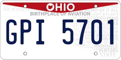 OH license plate GPI5701