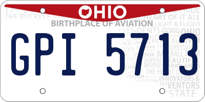 OH license plate GPI5713