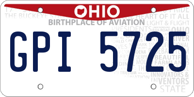 OH license plate GPI5725